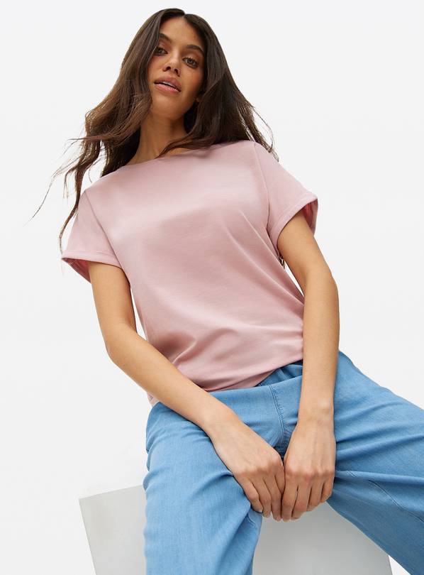 Pink Roll Sleeve Relaxed T-Shirt M